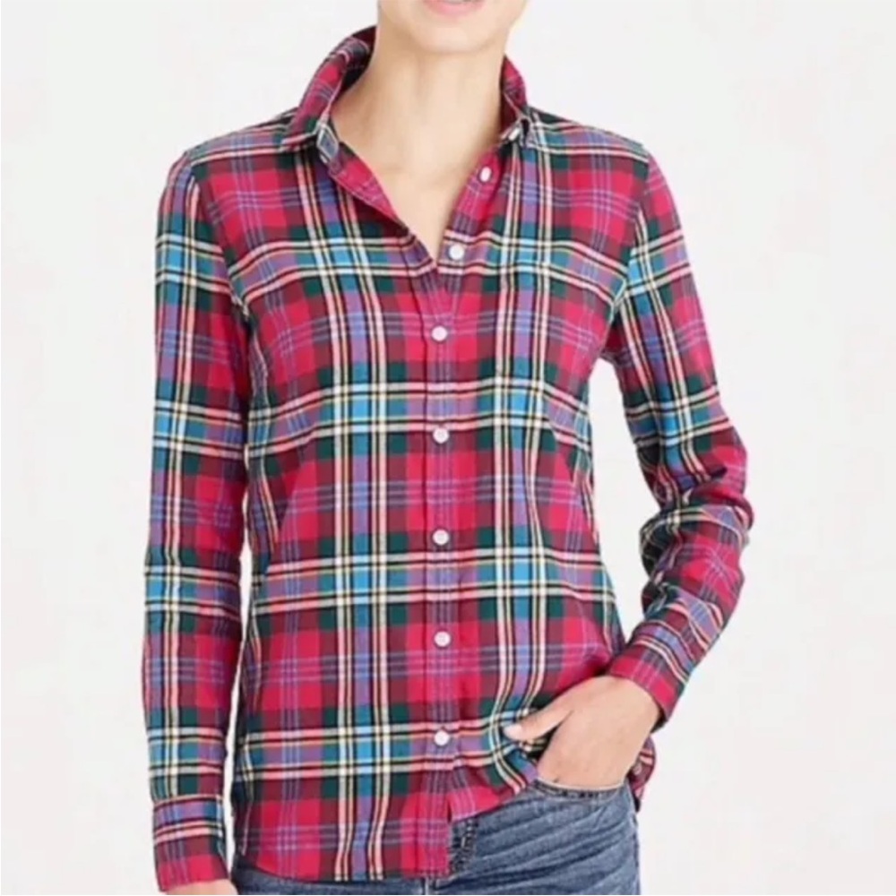 J. Crew flannel plaid button up shirt xs